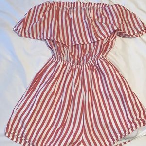 Red and white stripped romper